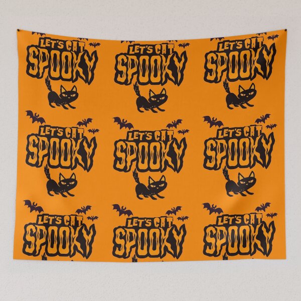 Item preview, Let´s Cat Spooky with Cat and Bats on Orange Background designed and sold by HMadeArtSON.