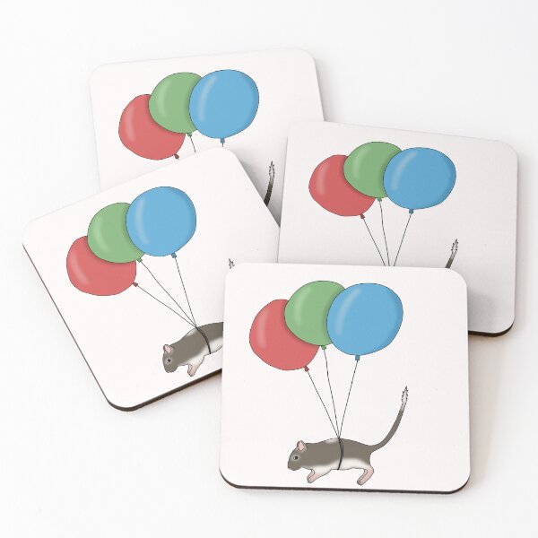 Item preview, Brown gerbil flying with balloons  designed and sold by Becky-Marie.