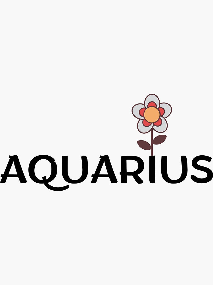 "Aquarius Zodiac Sign Folk Art Flower" Sticker for Sale by