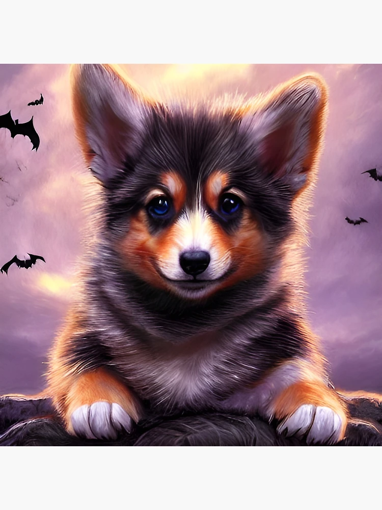 Thumbnail 3 von 3, Button, AI Generated Art, Halloween/Fall Puppy designt und verkauft von RabbitHoleMI.