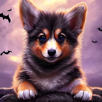 Vorschaubild zum Design AI Generated Art, Halloween/Fall Puppy von RabbitHoleMI