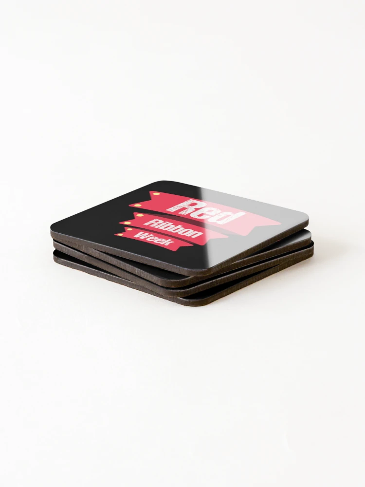 Thumbnail 4 of 5, Coasters (Set of 4), Red Ribbon Week | Red Ribbon Week Awareness designed and sold by THROUGH-LIFE.