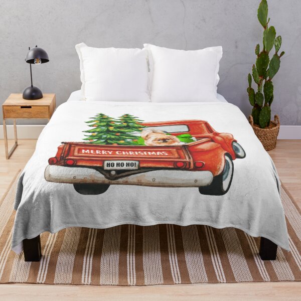 Item preview, Red Vintage Merry Christmas Truck with Pekingese Dog designed and sold by michellejustice.