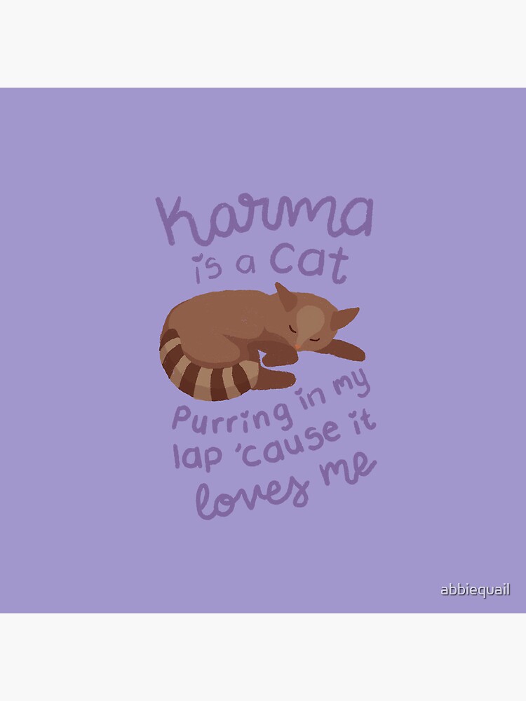 "Karma is a Cat" Throw Pillow for Sale by abbiequail Redbubble
