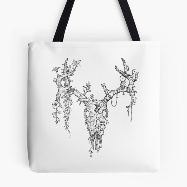 Item preview, Deer Skull (Nature vs Steampunk) black lineart designed and sold by Sam Deacon Art.