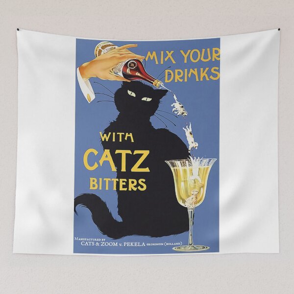 Item preview, Whimsical vintage liquor black cat ad for bitters designed and sold by cetranes.