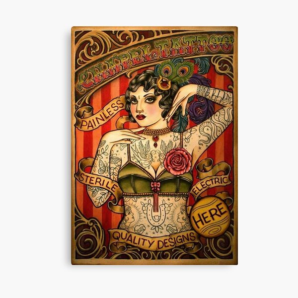 CHAPEL TATTOO; Art de publicité de corps vintage Impression sur toile