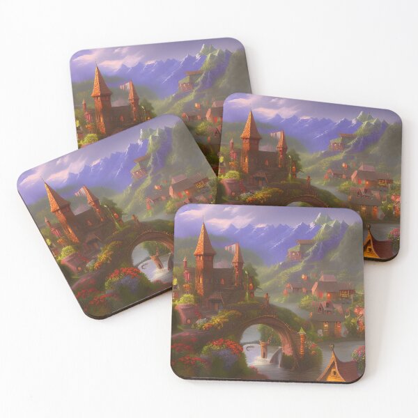 Item preview, Beautiful Fantasy Village Painting designed and sold by SurizonDesigns.