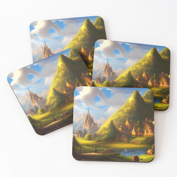Item preview, Beautiful Fantasy Village Painting designed and sold by SurizonDesigns.