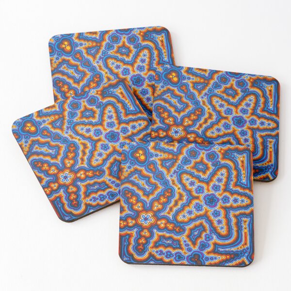 Item preview, Blue & Orange Light Flower Bursts designed and sold by Sarah Kurdila.