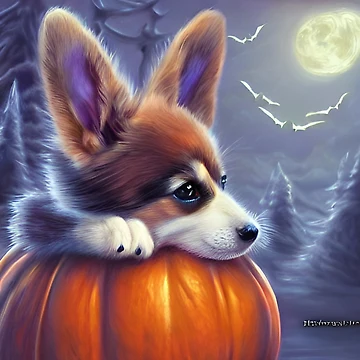 Vorschaubild zum Design AI Generated Art, Halloween/Fall Puppy von RabbitHoleMI