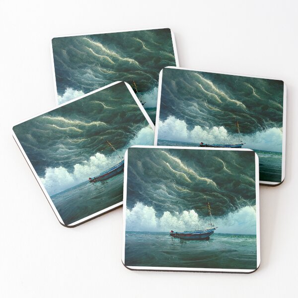 Item preview, Thunderstorm - Sea - Ocean - Boat - Art - Painting designed and sold by ONORMAL.