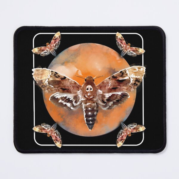 Item preview, Deathshead hawk moths sphinx moths against an orange blood moon halloween spooky designed and sold by sandpaperdaisy.