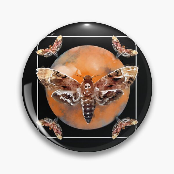Item preview, Deathshead hawk moths sphinx moths against an orange blood moon halloween spooky designed and sold by sandpaperdaisy.