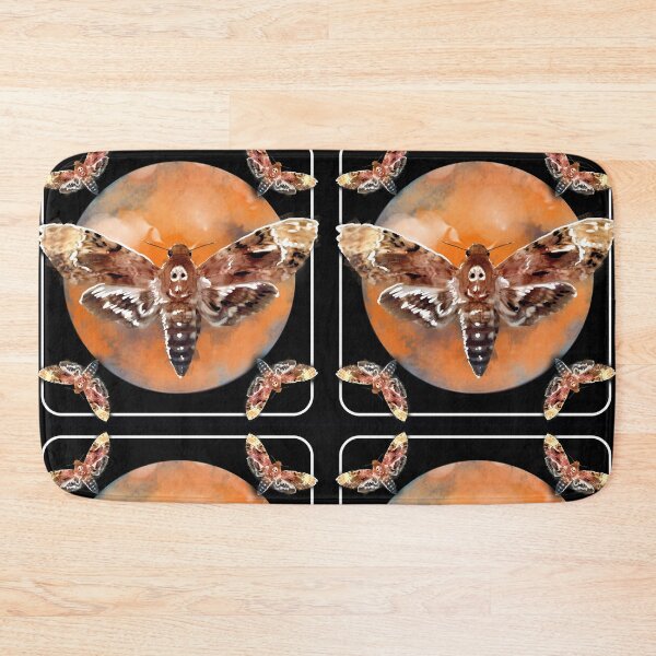 Item preview, Deathshead hawk moths sphinx moths against an orange blood moon halloween spooky designed and sold by sandpaperdaisy.