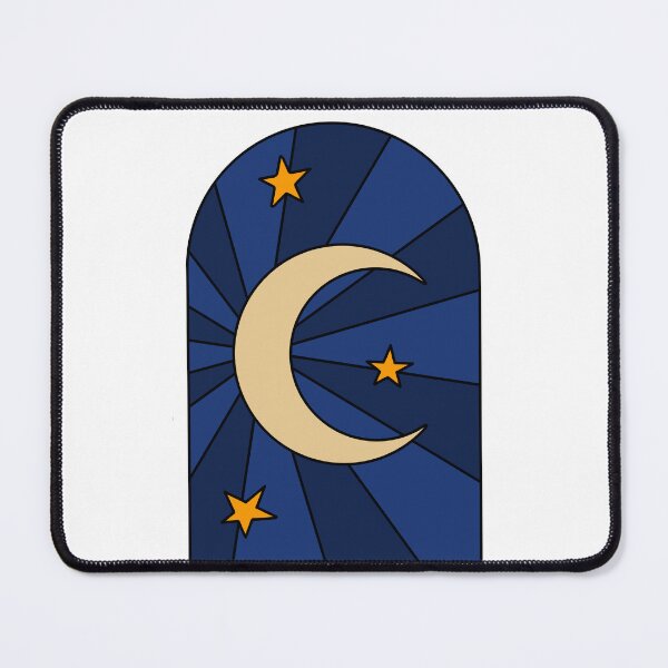 Aperçu de l'œuvre lune, étoiles, vitrail, silhouette créée et vendue par Cute Curations.