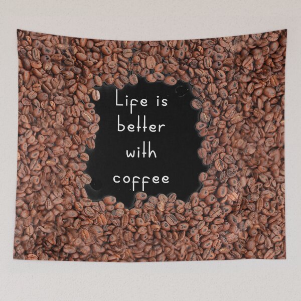 Item preview, Life is better with coffee. Roasted coffee beans. Dark background. designed and sold by janesg.