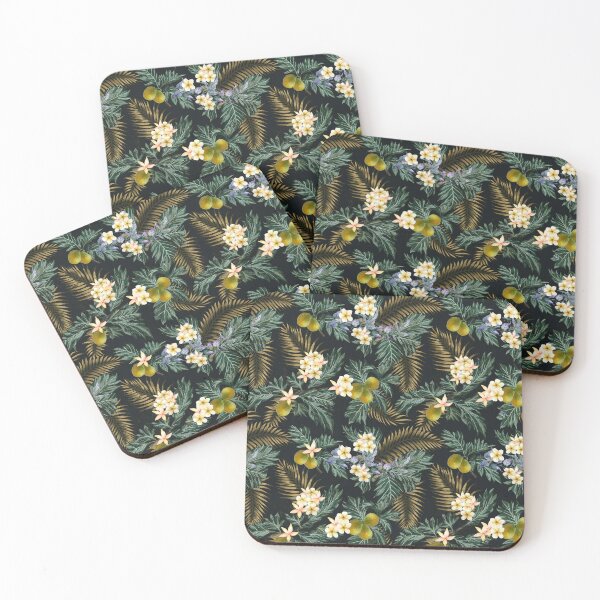 Item preview, Vintage Plumeria Bark Cloth Print designed and sold by J Marielle Designs.