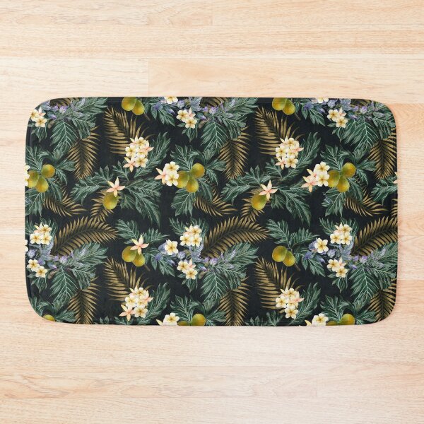 Item preview, Vintage Plumeria Bark Cloth Print designed and sold by J Marielle Designs.