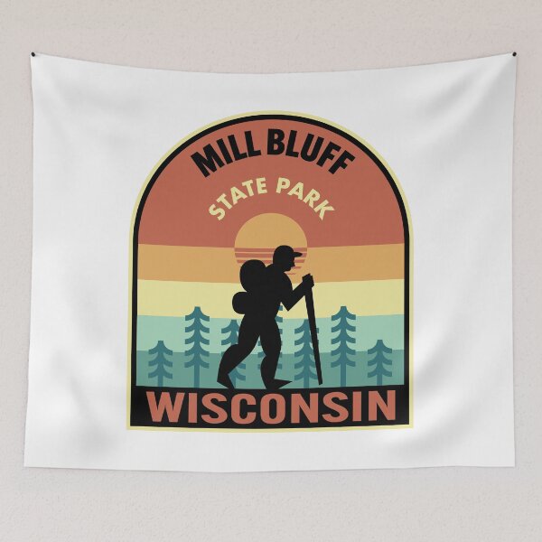 Item preview, Mill Bluff State Park Wisconsin Retro Hiking designed and sold by HalpinDesign.