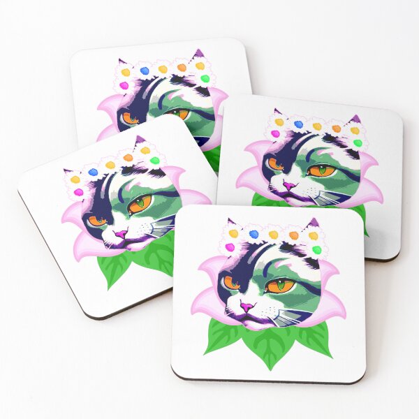 Item preview, Colorful Cute Cat Head Inside a Flower designed and sold by franktact.
