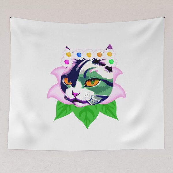 Item preview, Colorful Cute Cat Head Inside a Flower designed and sold by franktact.
