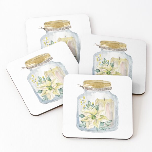 Item preview, Watercolor Christmas White Poinsettia and Candle designed and sold by greenoriginals.