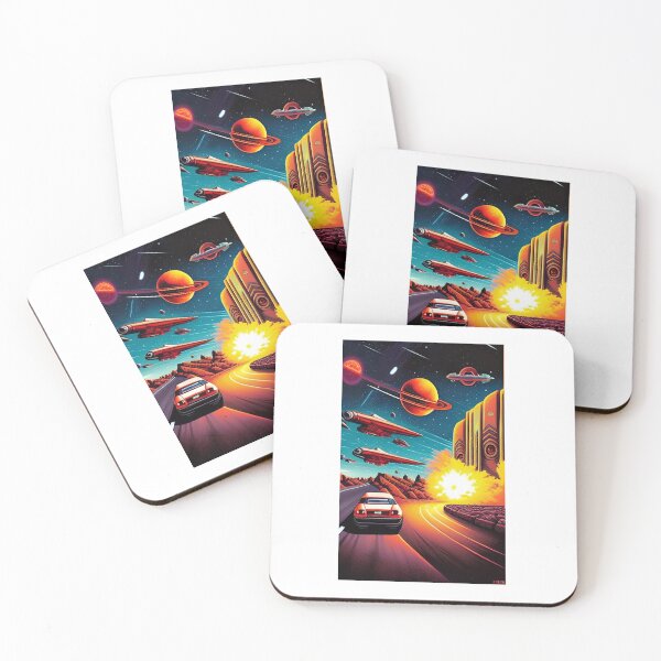 Item preview, Vintage road to future retro landscape poster designed and sold by GroovyDino.