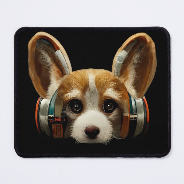 Item preview, AI Corgi with headphones designed and sold by Vocky5.