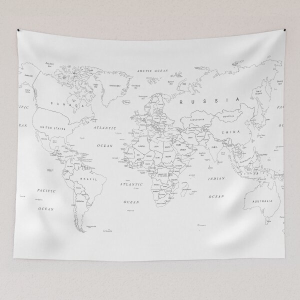 Item preview, World Map Black Outlines designed and sold by UrbanEpiphany.
