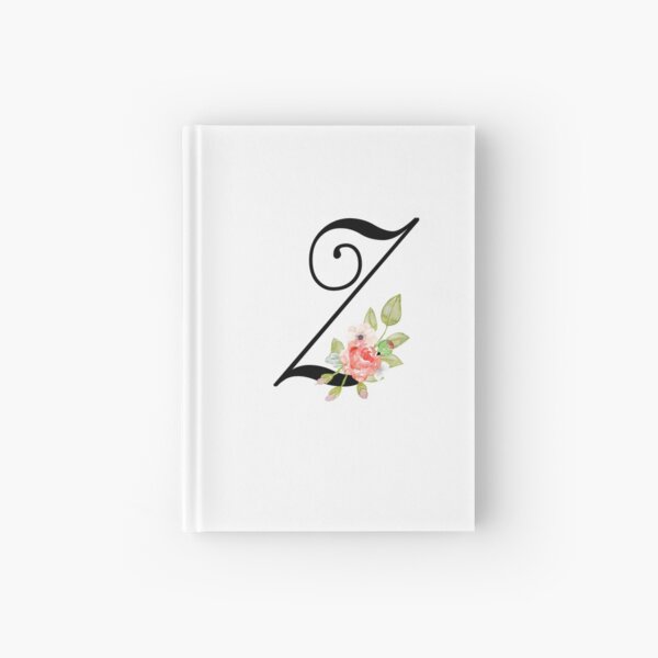 Floral Monogram Fancy Script Letter Z Hardcover Journal
