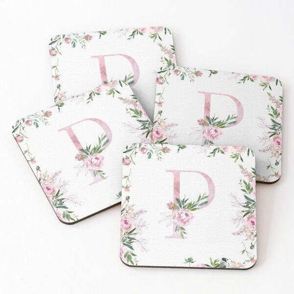 Item preview, Letter P Pink Peony Flower designed and sold by WildAliceArt.
