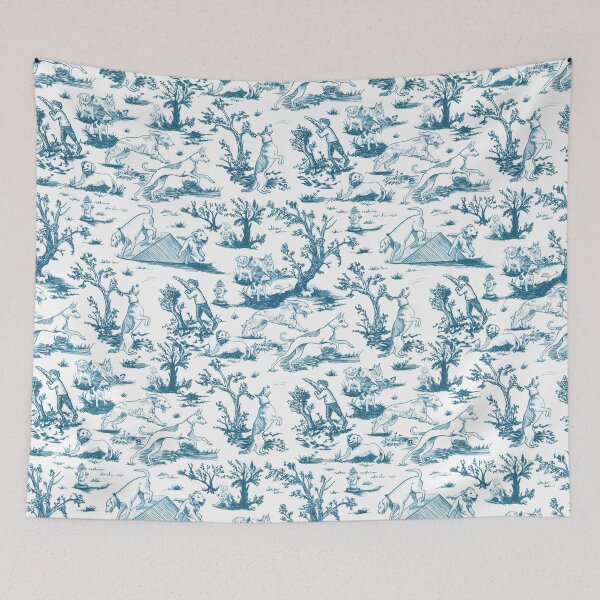Item preview, Dog Park Toile de Juoy, Chintz Blue designed and sold by Brittany Lane Allen.