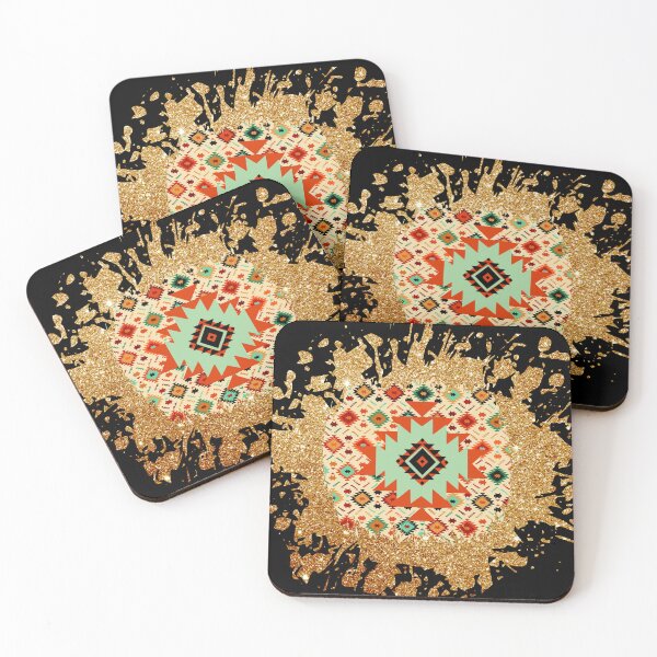 Item preview, Western Pattern With Tribal Symbols And Distressed Glitter Background designed and sold by handsoftime2020.