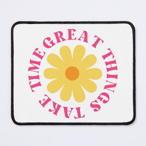 Item preview, Great Things Take Time. Retro Vintage Motivational and Inspirational Saying. Pink and Yellow designed and sold by That Cheeky Tee.