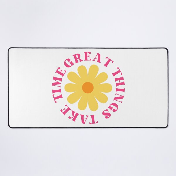 Item preview, Great Things Take Time. Retro Vintage Motivational and Inspirational Saying. Pink and Yellow designed and sold by That Cheeky Tee.