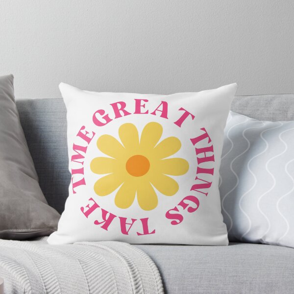 Item preview, Great Things Take Time. Retro Vintage Motivational and Inspirational Saying. Pink and Yellow designed and sold by That Cheeky Tee.