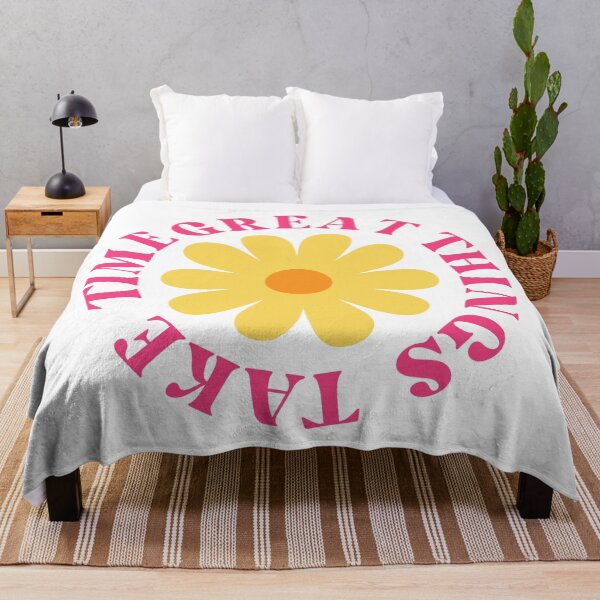 Item preview, Great Things Take Time. Retro Vintage Motivational and Inspirational Saying. Pink and Yellow designed and sold by That Cheeky Tee.