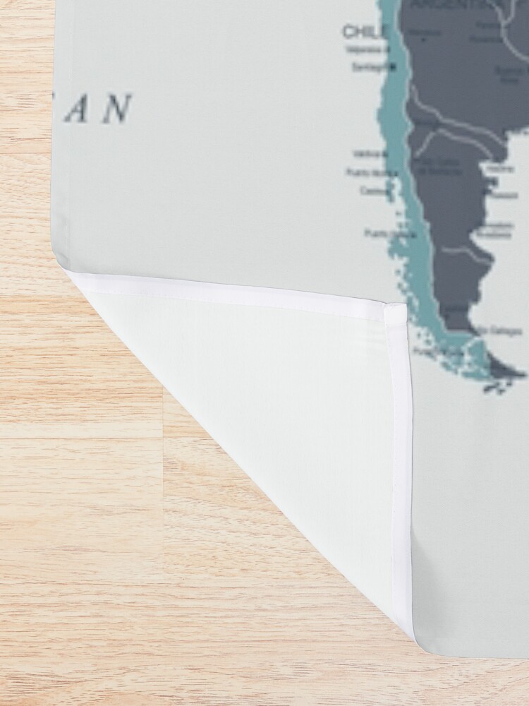 Alternate view of Map of the World in Neutral tones of Blue and Beige Shower Curtain