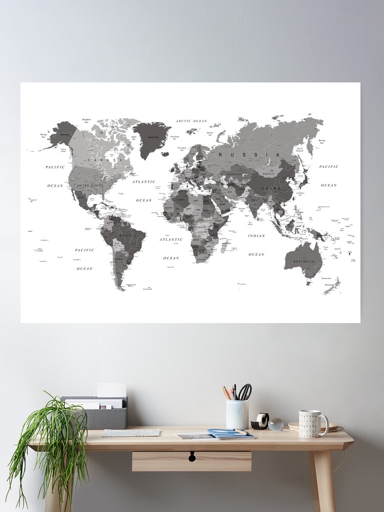 Fotomurale Adesivo - Retro Continents (grey) - 343x245