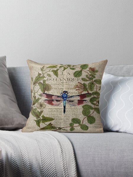 Item preview, 1980s dark academia leaves botanical art vintage french dragonfly designed and sold by LEILA ART SPACE.