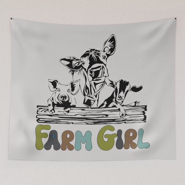 Item preview, Cute Farm Girl With Cow, Pig, And Goat Farm Animals designed and sold by handsoftime2020.