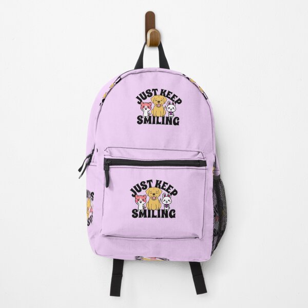 Item preview, Just Keep Smiling Cute Dog Anime Cat Bunny Smiling Positive design designed and sold by InspiredForever.