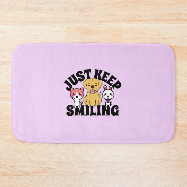Item preview, Just Keep Smiling Cute Dog Anime Cat Bunny Smiling Positive design designed and sold by InspiredForever.