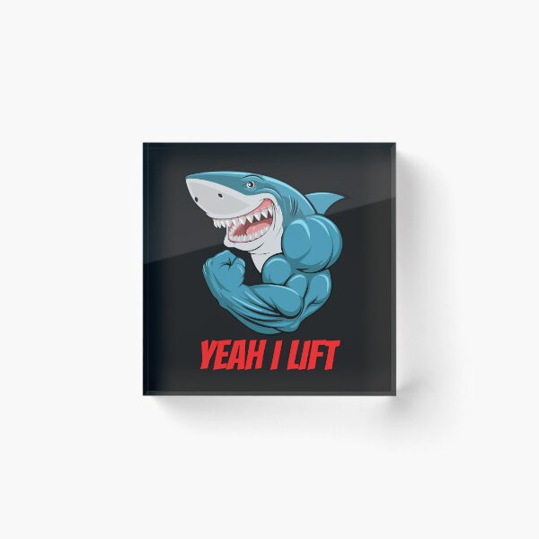 Item preview, GREAT WHITE SHARK YEAH I LIFT MUSCLE GYM  designed and sold by mkzmerch.