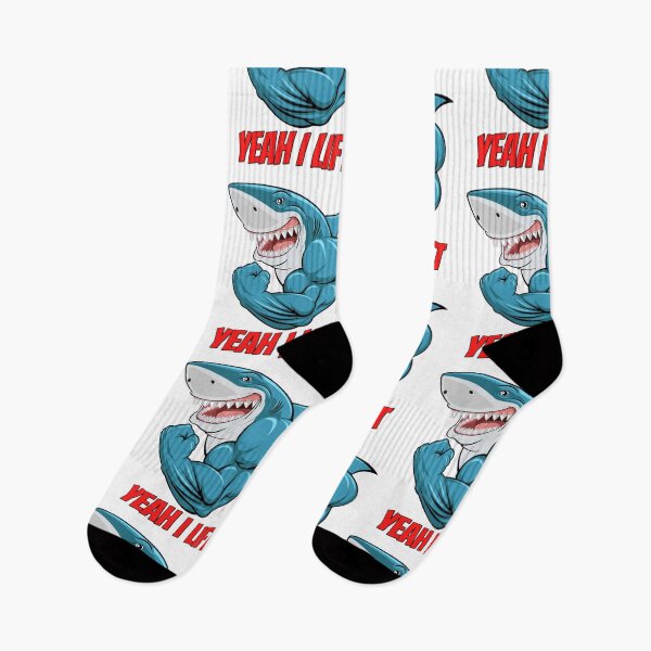 Item preview, GREAT WHITE SHARK YEAH I LIFT MUSCLE GYM  designed and sold by mkzmerch.
