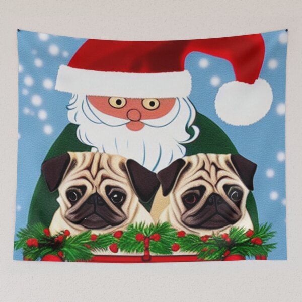 Item preview, Pugs with Santa designed and sold by pugmom4.