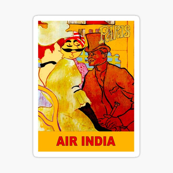 Item preview, AIR INDIA : Vintage Fly to Paris Advertising Print designed and sold by posterbobs.