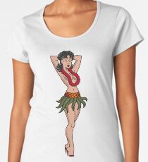 American Traditional Hula Girl Women's Premium T-Shirt