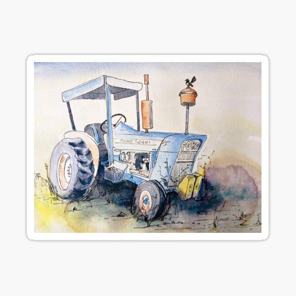 A Blue Tractor Sticker